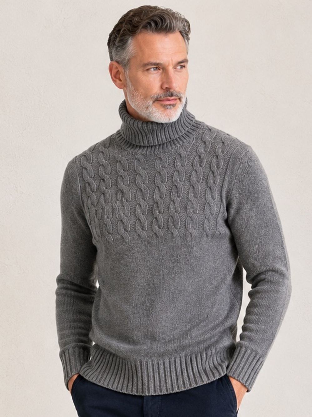 Café Coton Paris Maille Abby Lambswool Cable Knit Turtleneck Sweater Sz M NWT